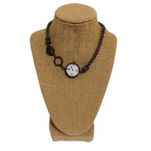 Premier Design Watch Necklace Women Bronze Quartz Crest Toggle Chain Steampunk